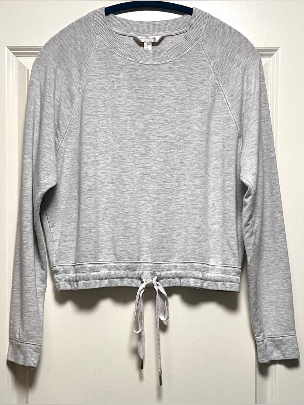 Banana Republic Baby Terry Lightweight Cropped Sweatshirt Light Gray Heather L